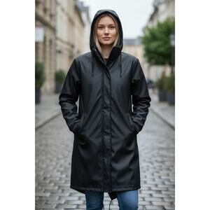Rains Waterproof Fishtail Parka Rain Jacket Black Size Small Unisex